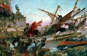 Juan Luna The Naval Battle of Lepanto of 1571 waged by Don John of Austria. Don Juan of Austria in battle, at the bow of the ship, Spain oil painting artist